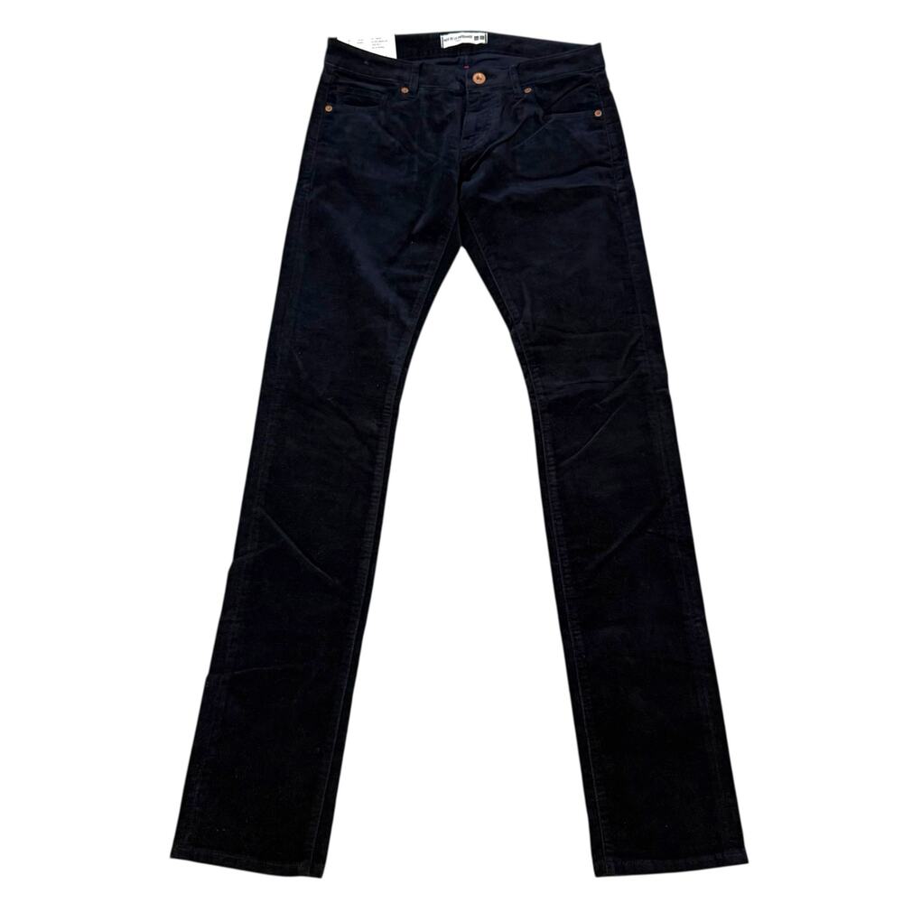 Ines de la Fressange x Uniqlo Velvet Slim Fit Pants Low Rise Navy Blue 29" Waist